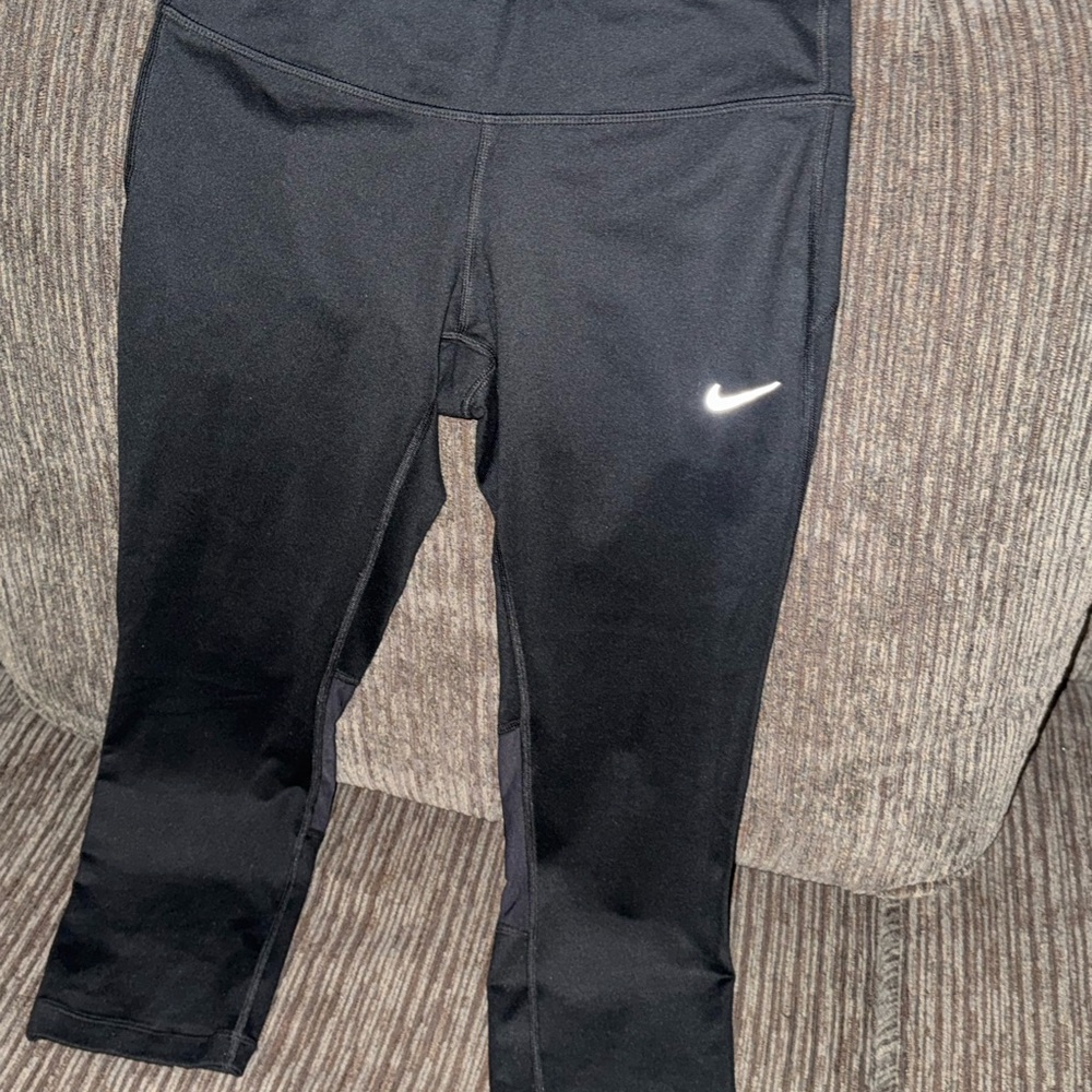 Nike Kids Black Leggings with White Logo